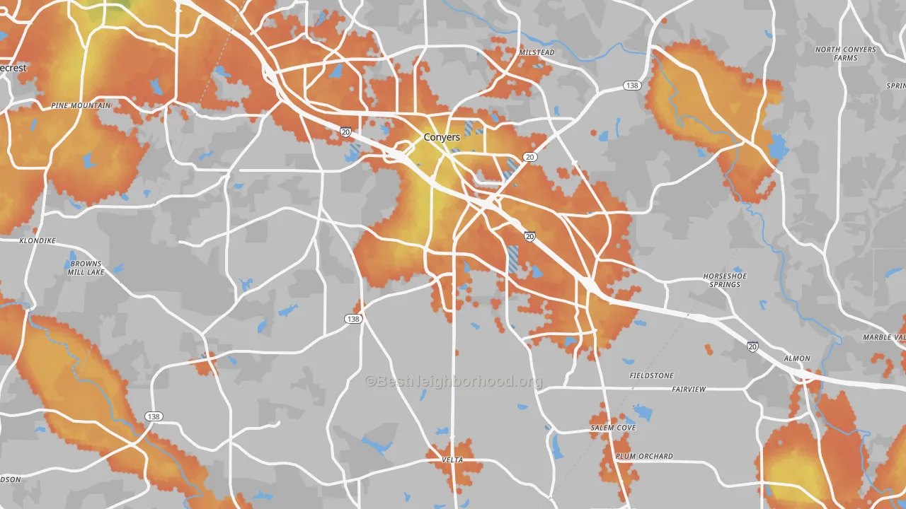 Bike Grade map of Conyers, GA