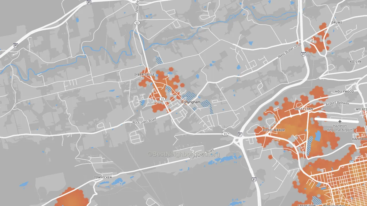 Bike Grade map of Conyngham, PA