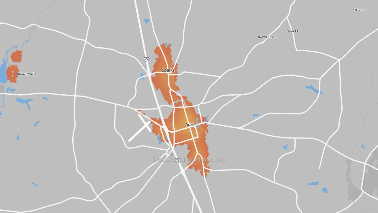 Bike Grade map of Cook County, GA