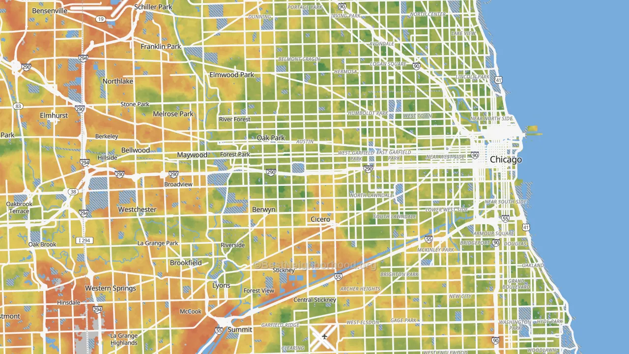 Bike Grade map of Cook County, IL