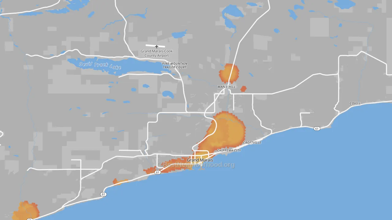 Bike Grade map of Cook County, MN