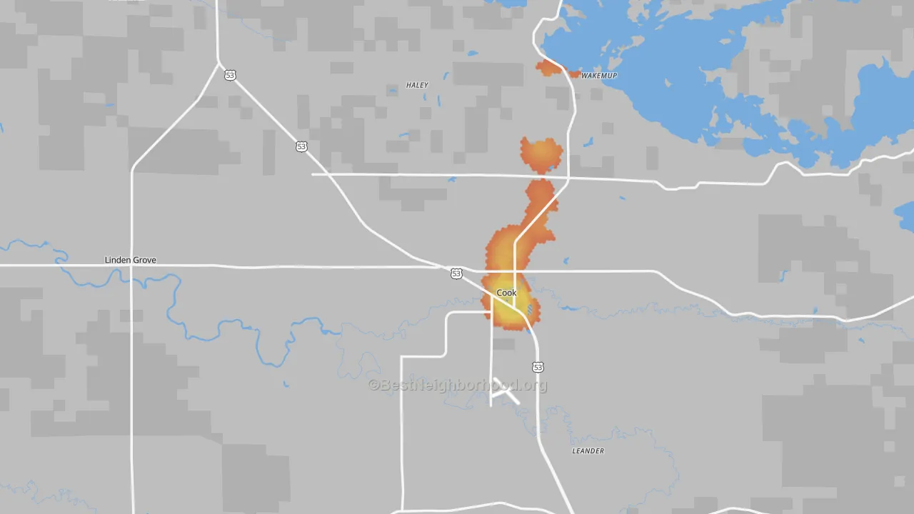 Bike Grade map of Cook, MN