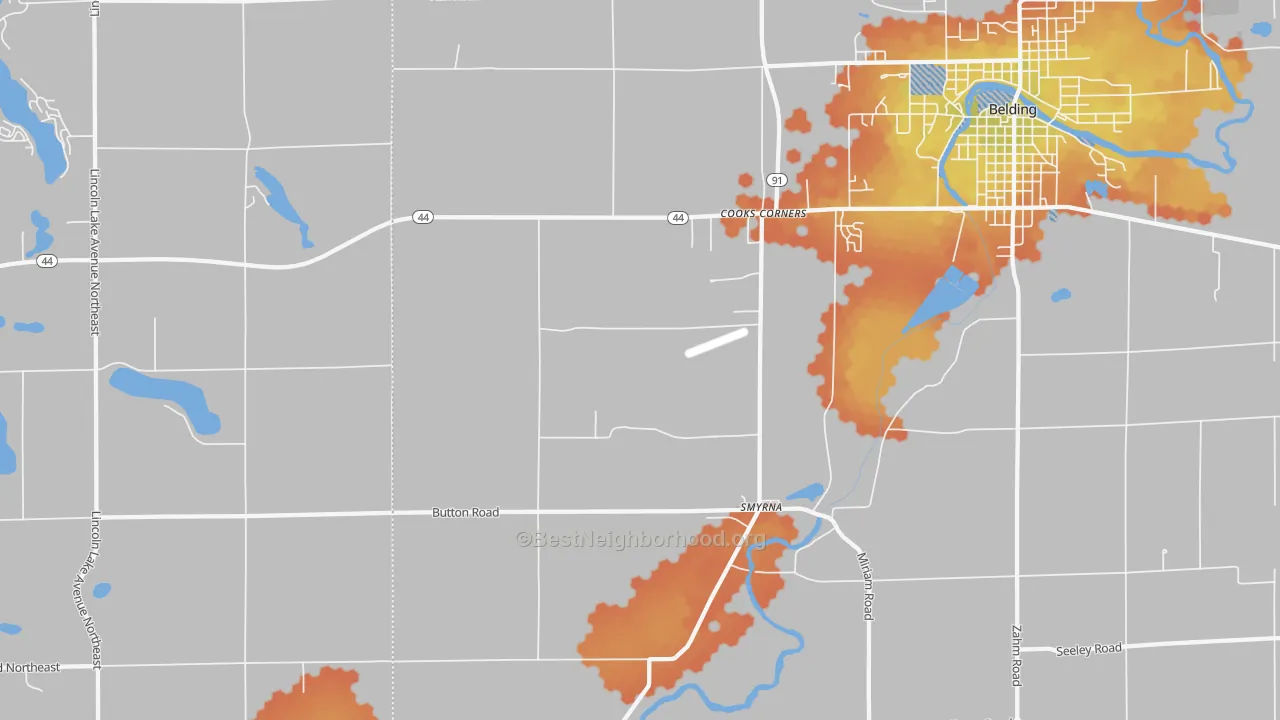 Bike Grade map of Cooks Corners, MI