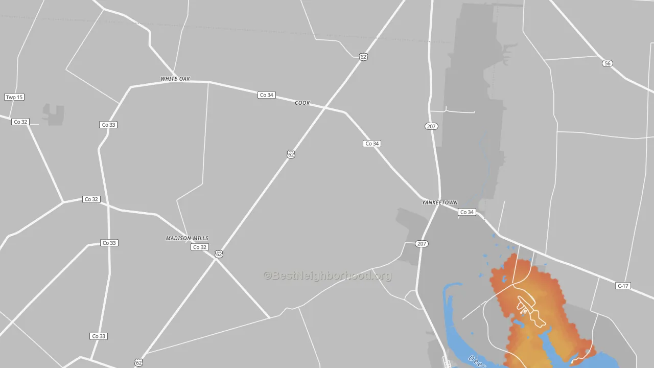 Bike Grade map of Cooks, OH