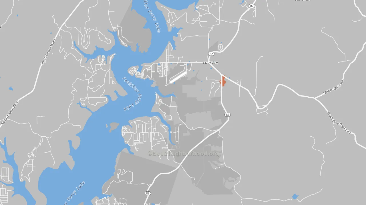 Bike Grade map of Cookson, OK