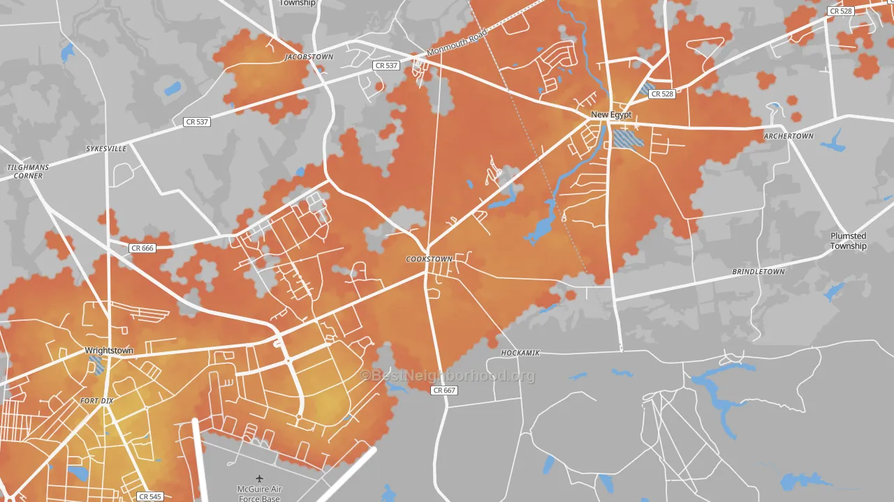 Bike Grade map of Cookstown, NJ