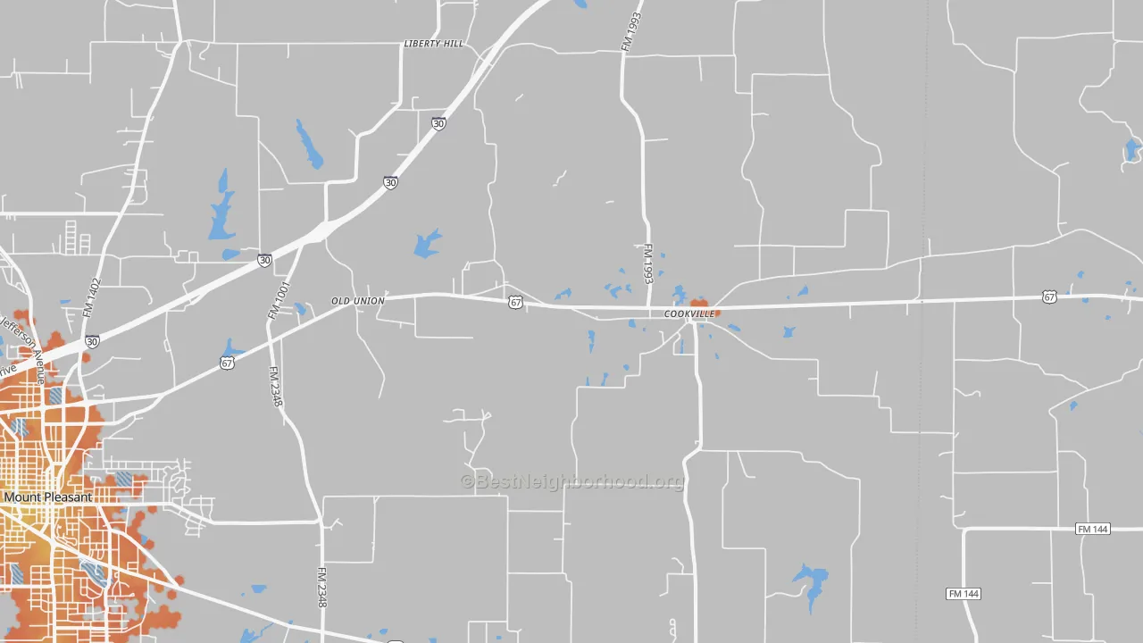 Bike Grade map of Cookville, TX