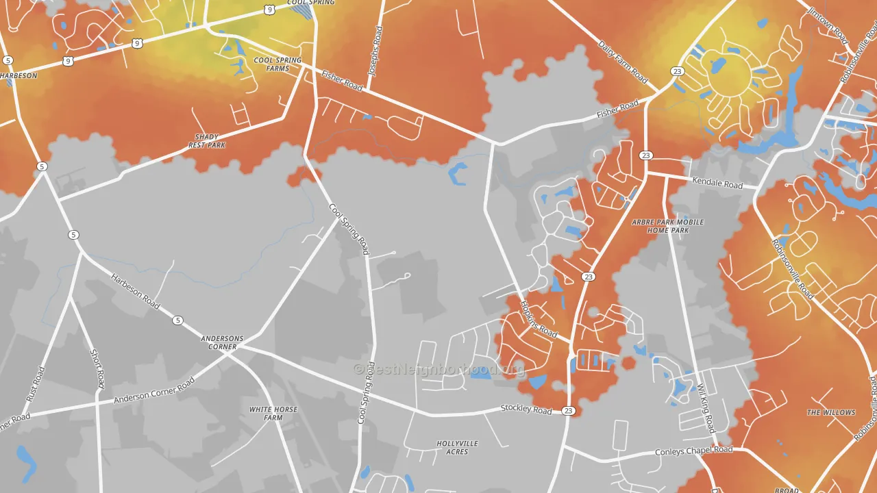 Bike Grade map of Cool Spring, DE