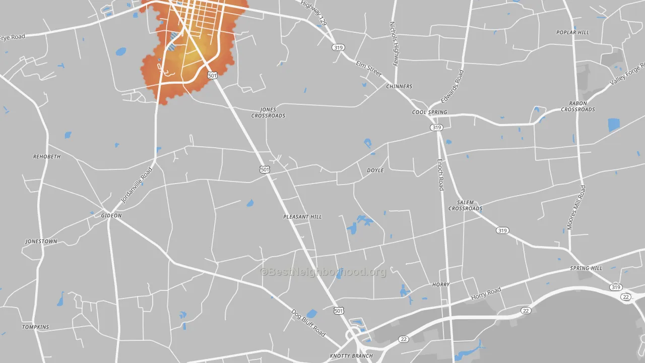 Bike Grade map of Cool Spring, SC