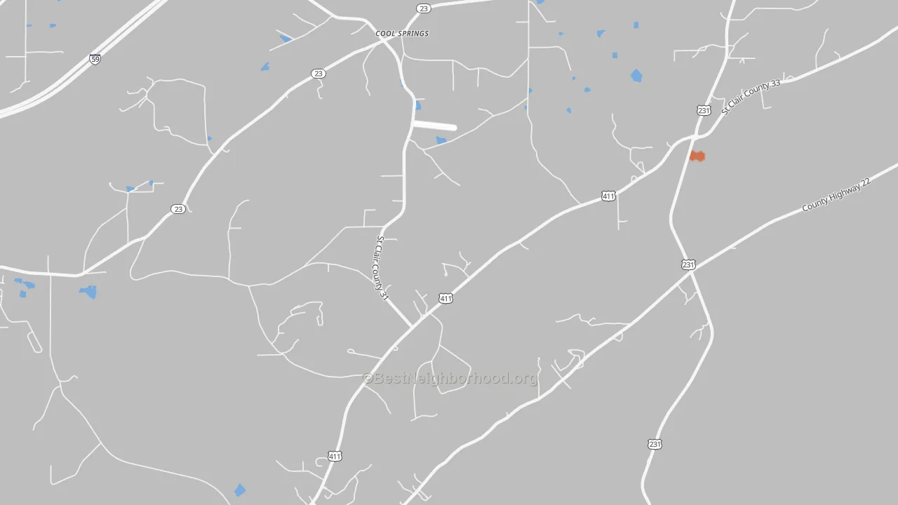 Bike Grade map of Cool Springs, AL