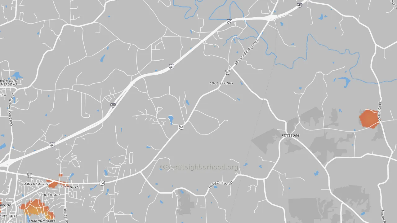 Bike Grade map of Cool Springs, NC