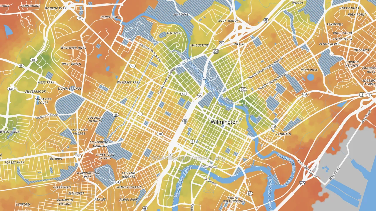 Bike Grade map of Cool Springs, Wilmington, DE