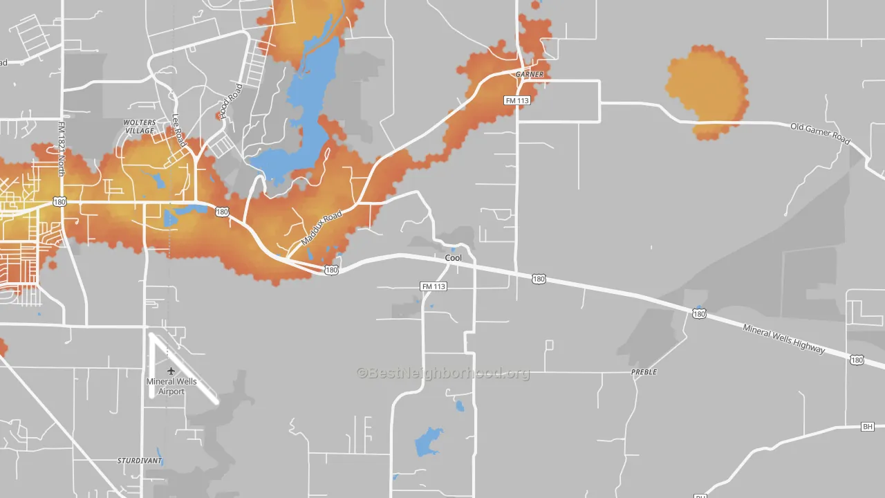 Bike Grade map of Cool, TX