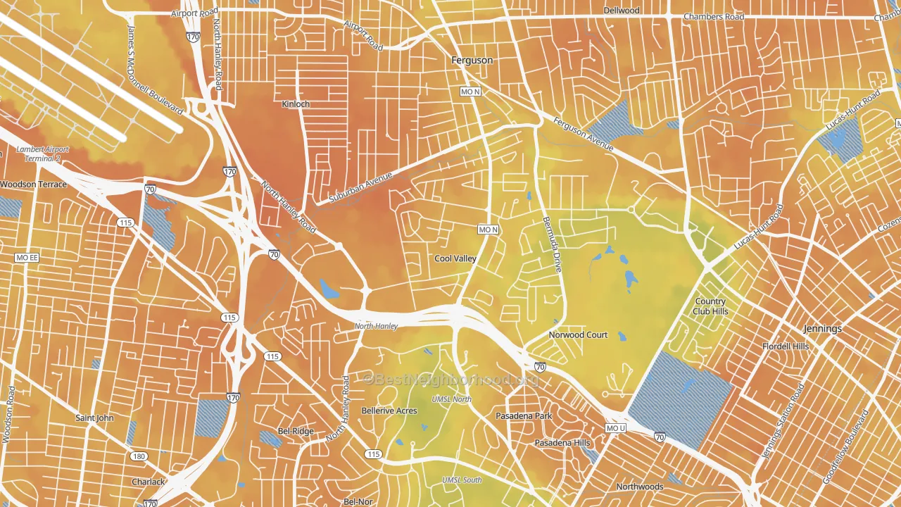 Bike Grade map of Cool Valley, MO