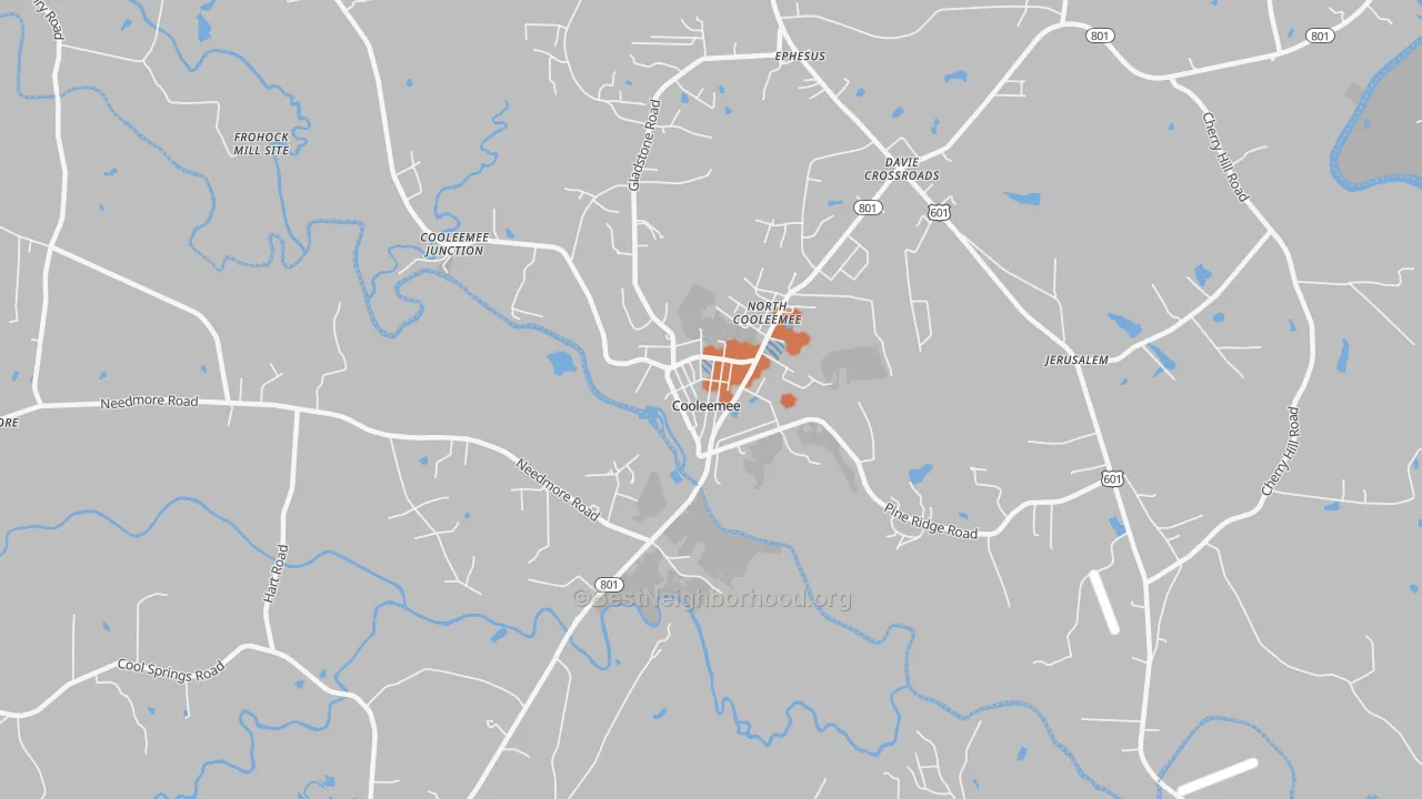 Bike Grade map of Cooleemee, NC