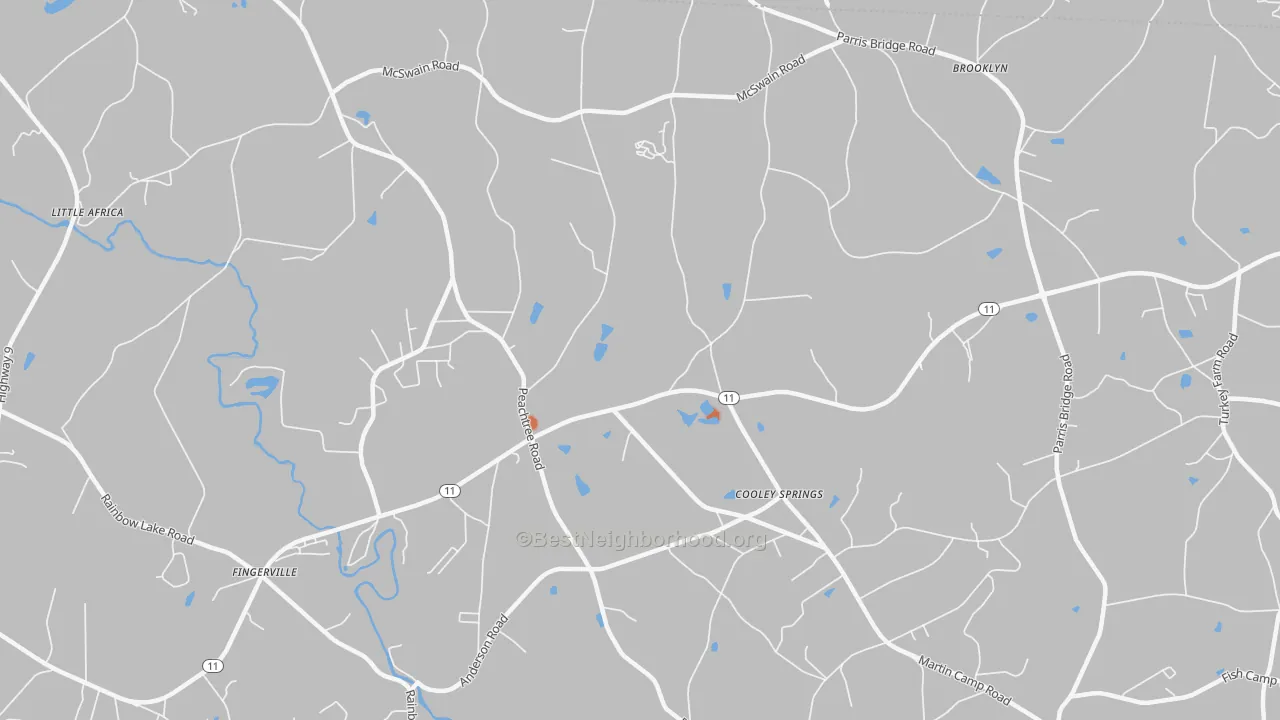 Bike Grade map of Cooley Springs, SC