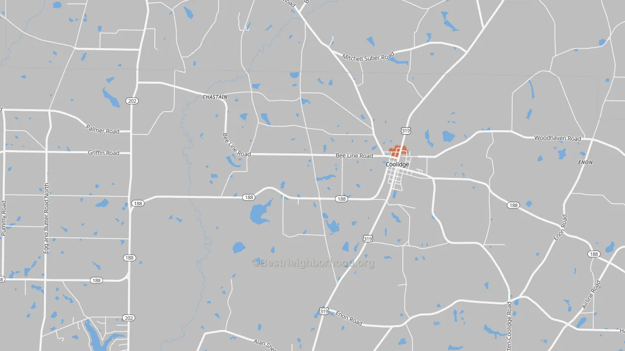 Bike Grade map of Coolidge, GA