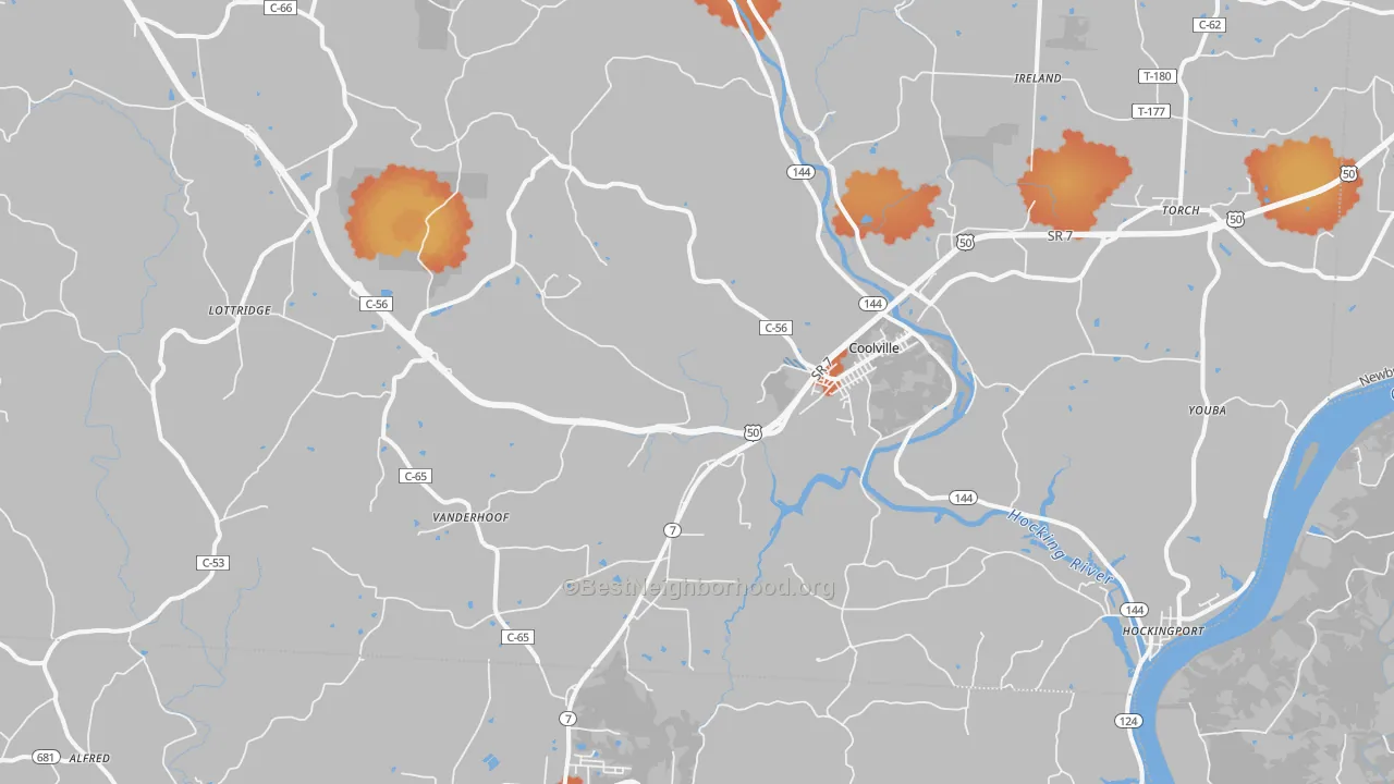 Bike Grade map of Coolville, OH