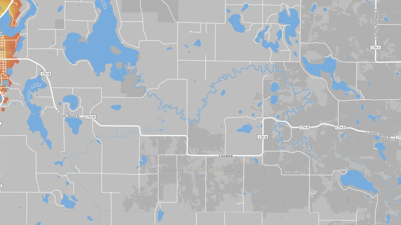 Bike Grade map of Coomer, WI