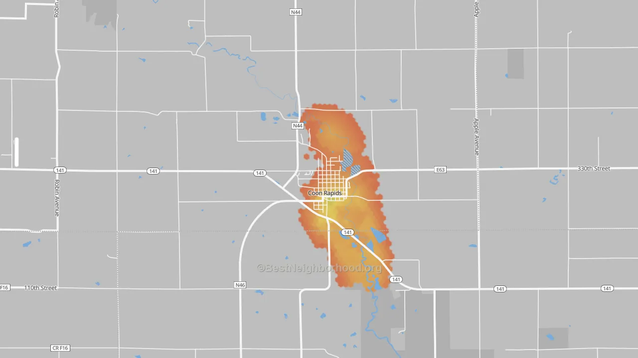 Bike Grade map of Coon Rapids, IA