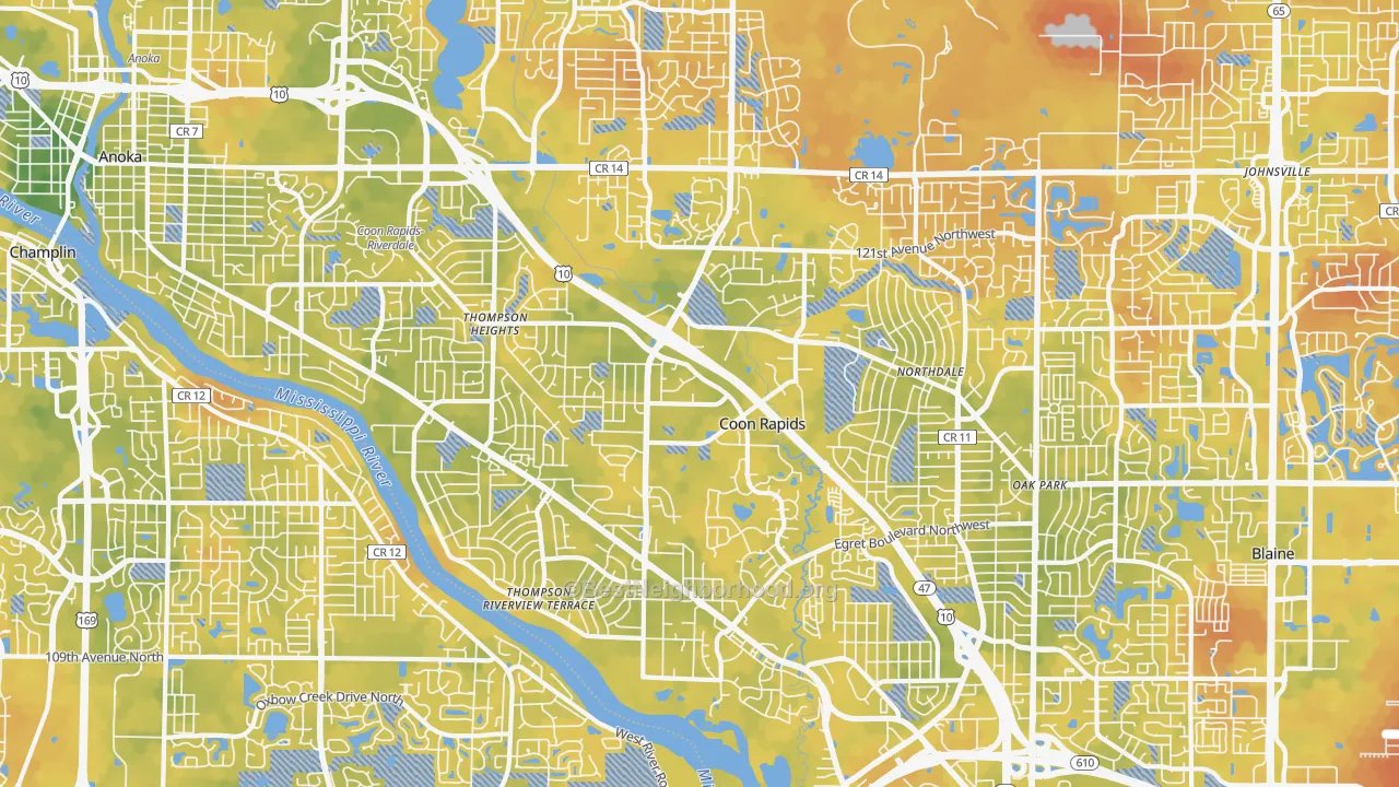 Bike Grade map of Coon Rapids, MN