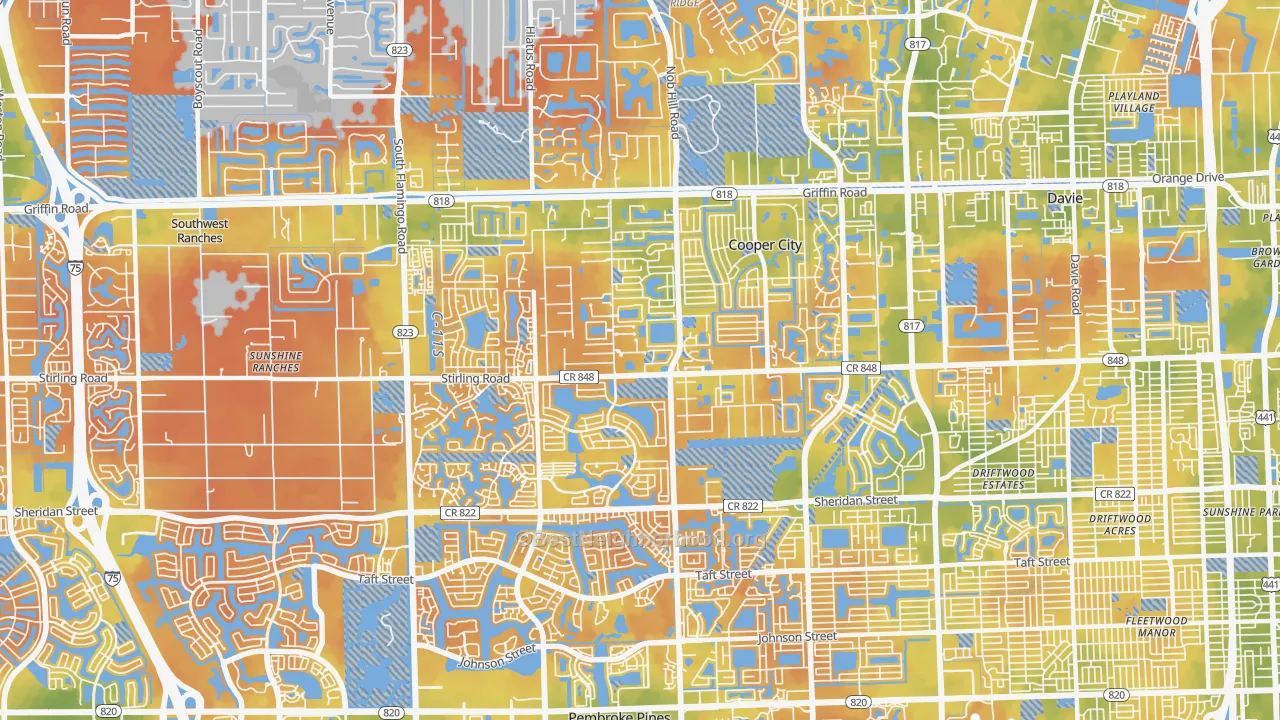 Bike Grade map of Cooper City, FL