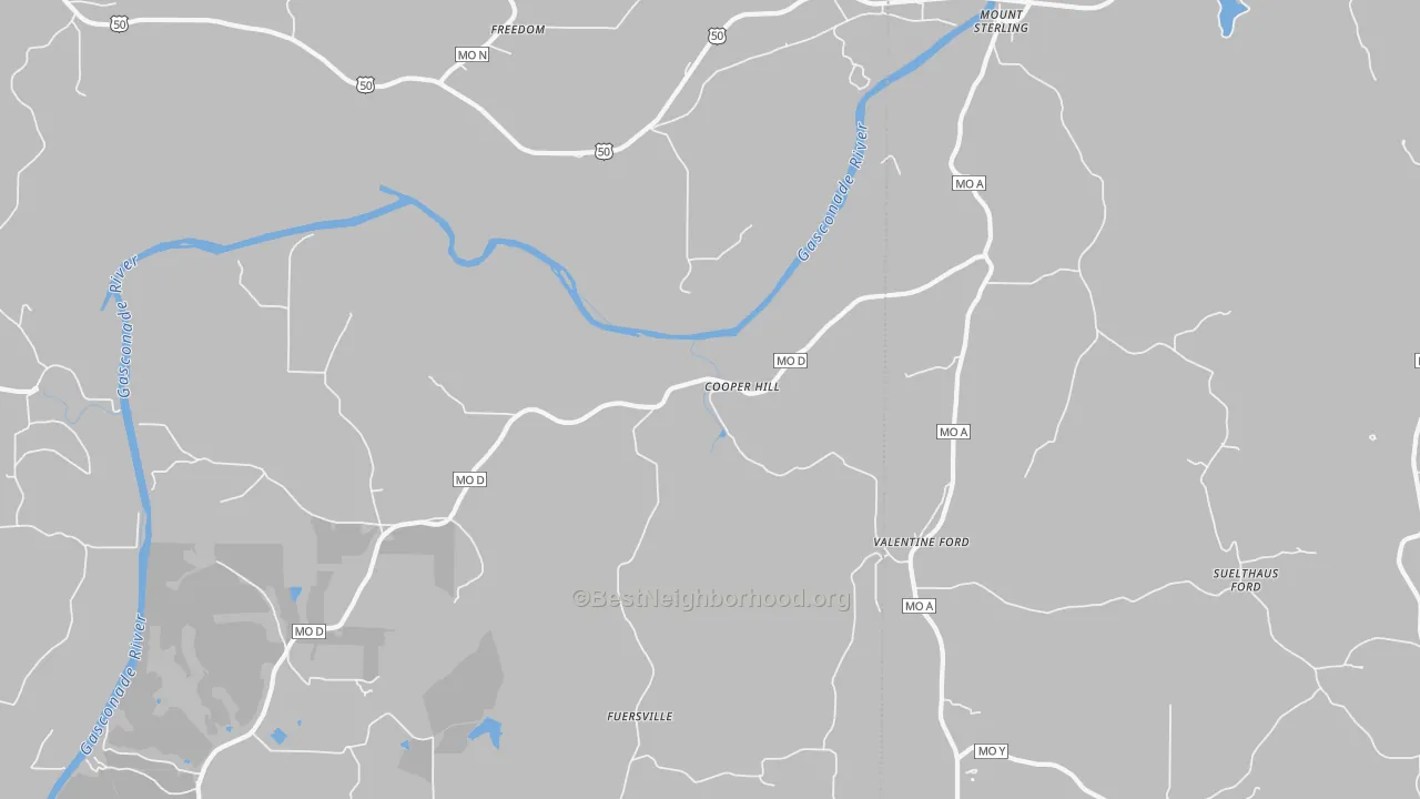 Bike Grade map of Cooper Hill, MO