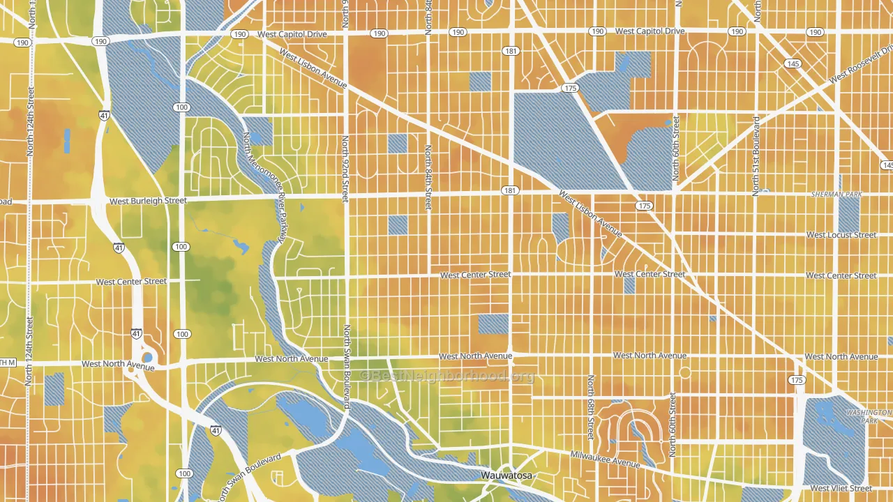 Bike Grade map of Cooper Park, Milwaukee, WI