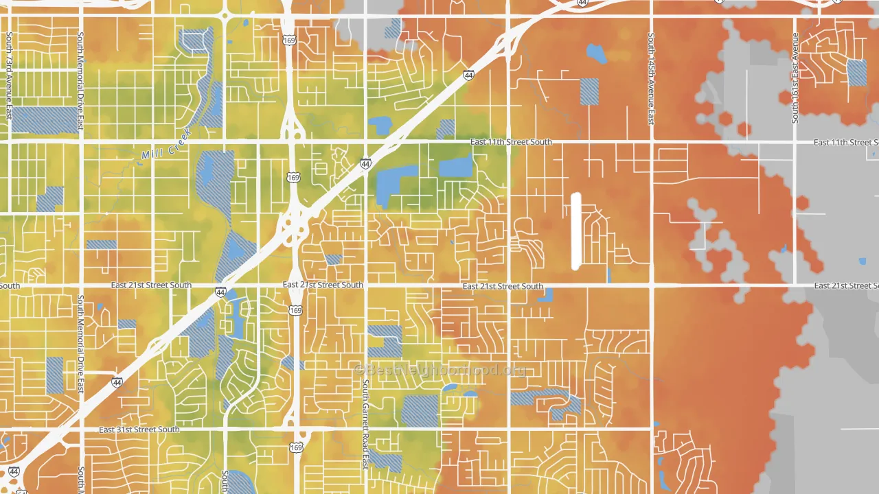 Bike Grade map of Cooper, Tulsa, OK