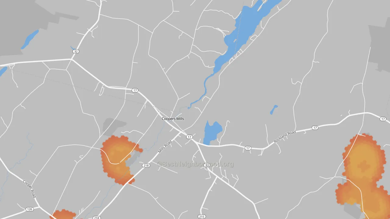 Bike Grade map of Coopers Mills, ME