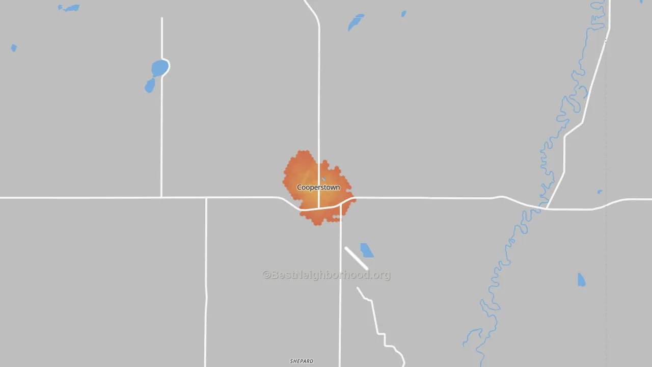 Bike Grade map of Cooperstown, ND
