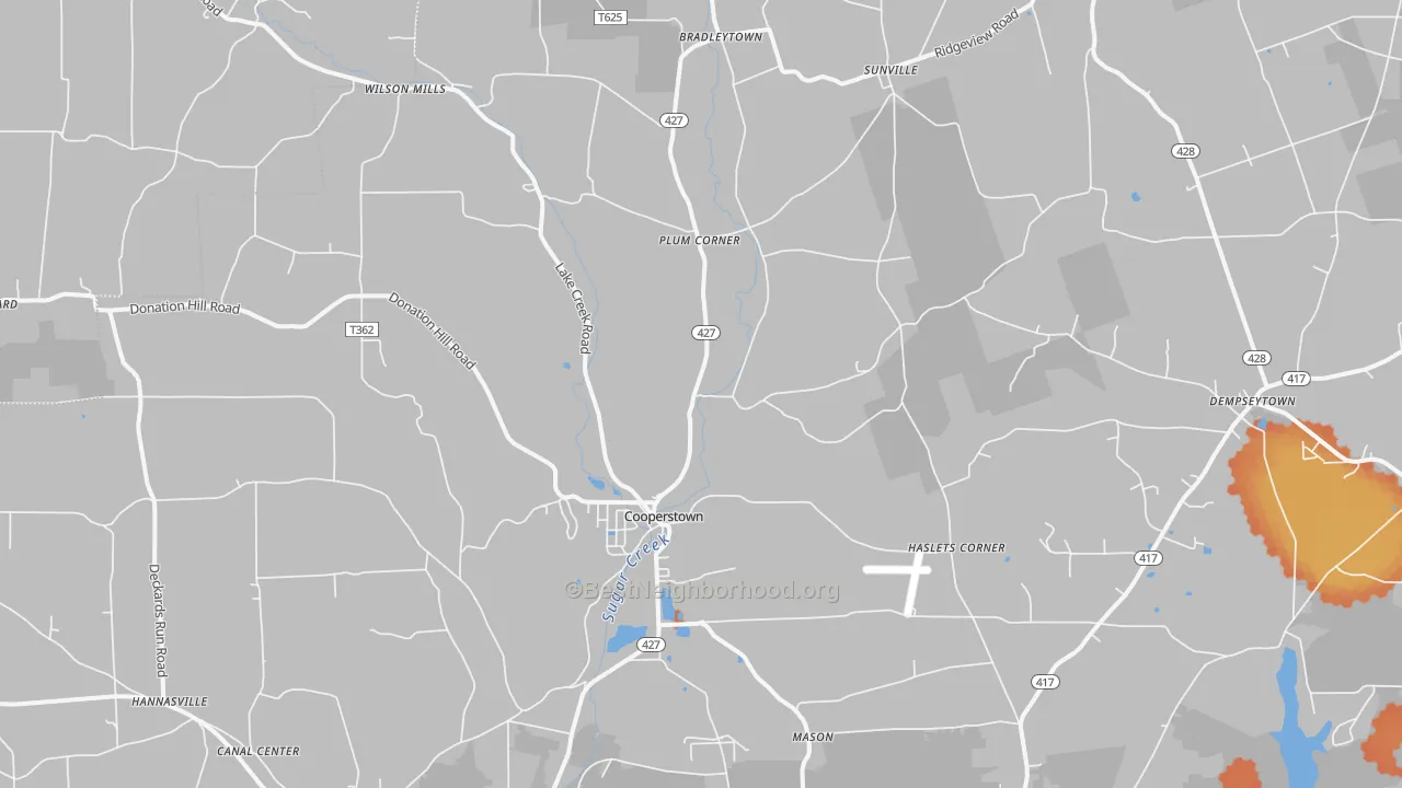 Bike Grade map of Cooperstown, PA