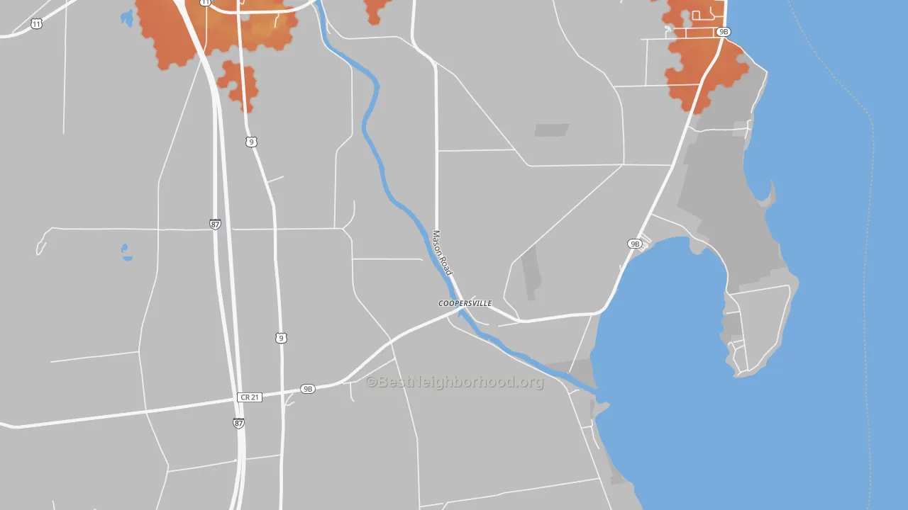 Bike Grade map of Coopersville, NY