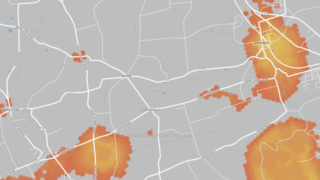 Bike Grade map of Coopersville, PA