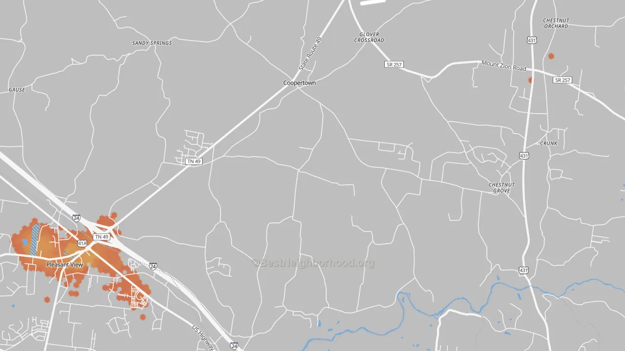 Bike Grade map of Coopertown, TN
