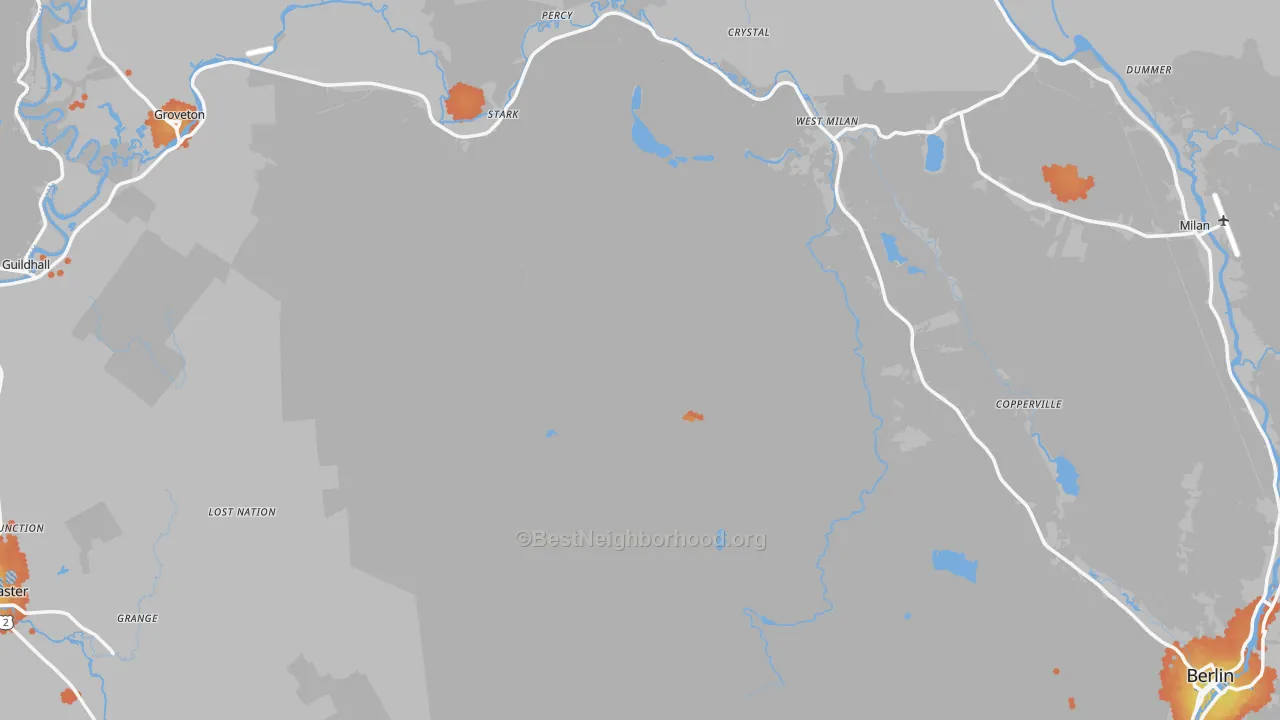 Bike Grade map of Coos County, NH