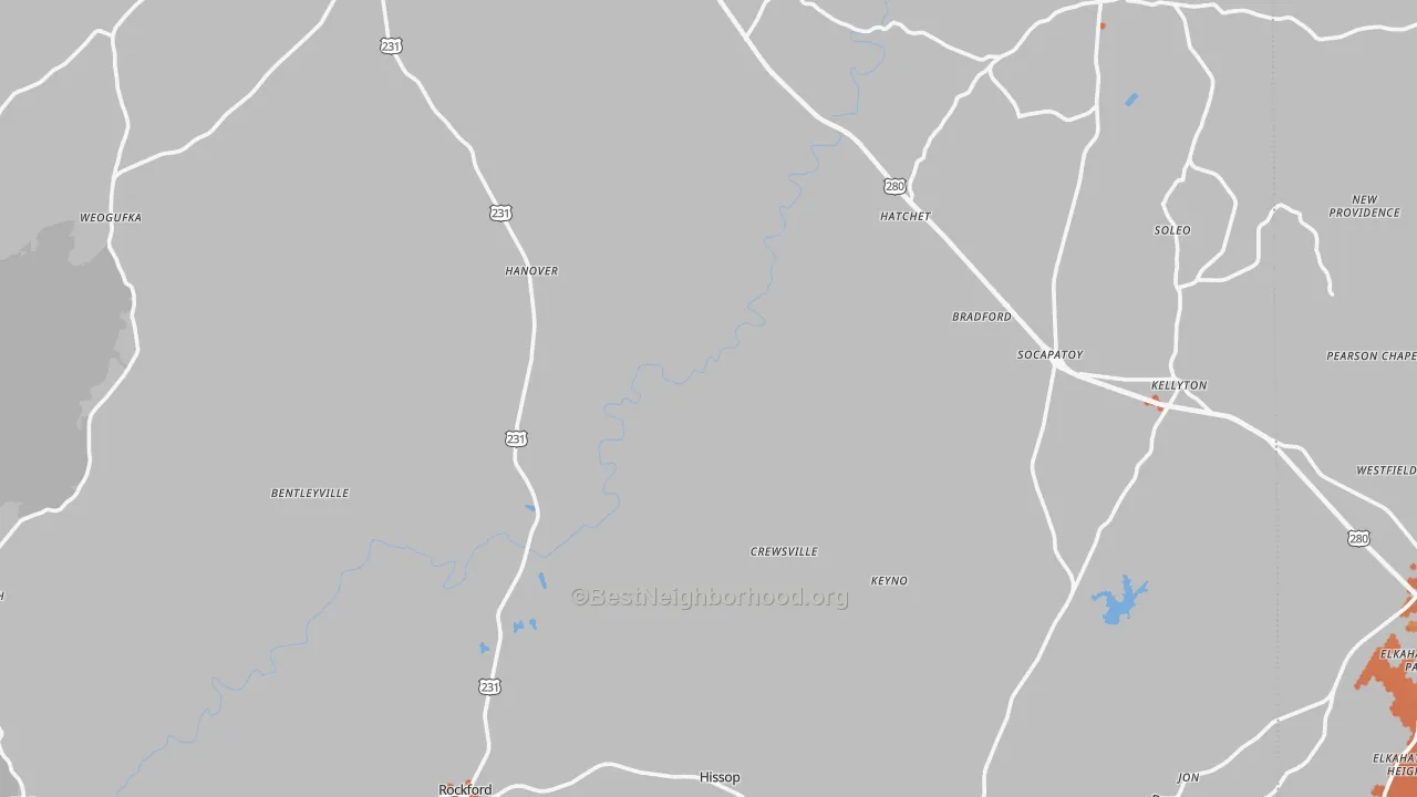 Bike Grade map of Coosa County, AL