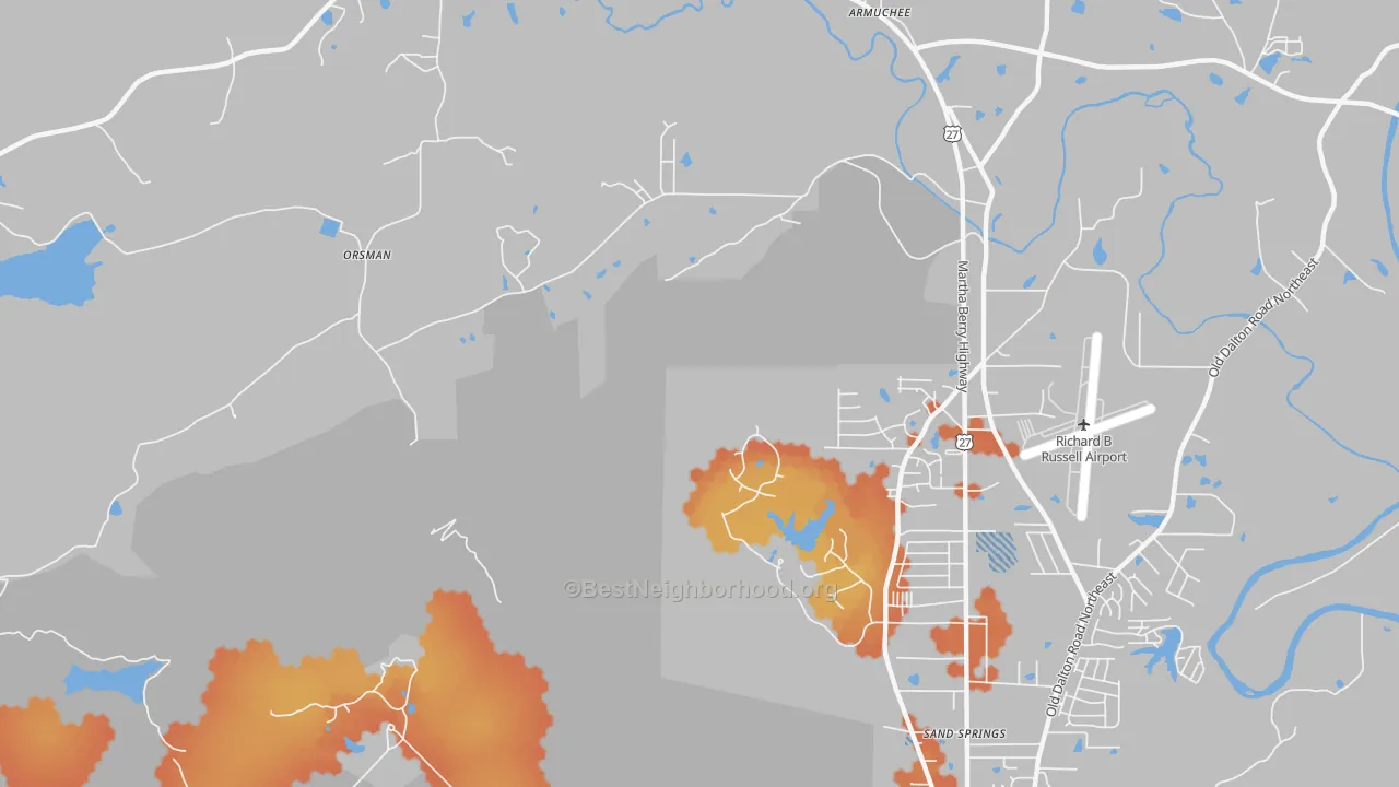 Bike Grade map of Coosa, GA