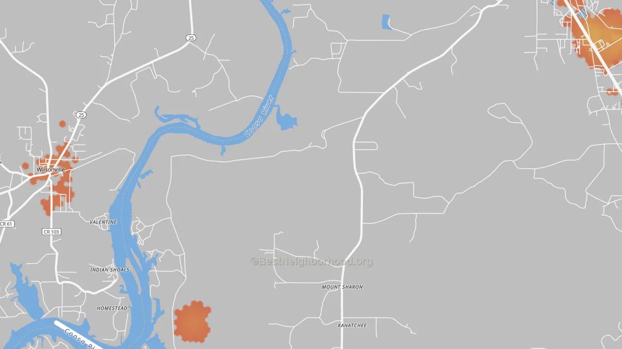 Bike Grade map of Coosa Pines, AL