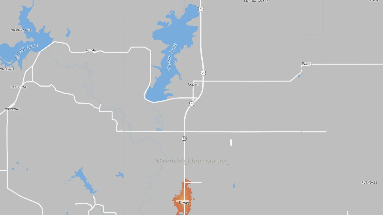 Bike Grade map of Copan, OK