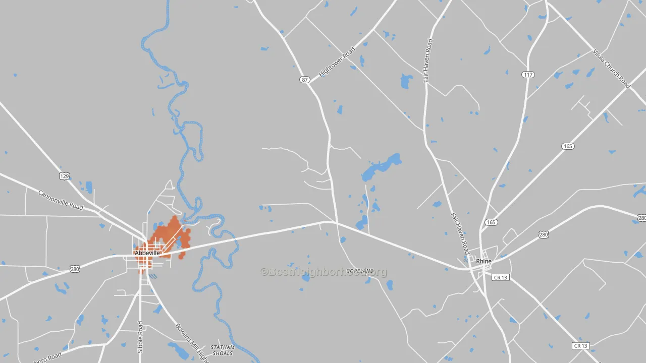 Bike Grade map of Copeland, GA