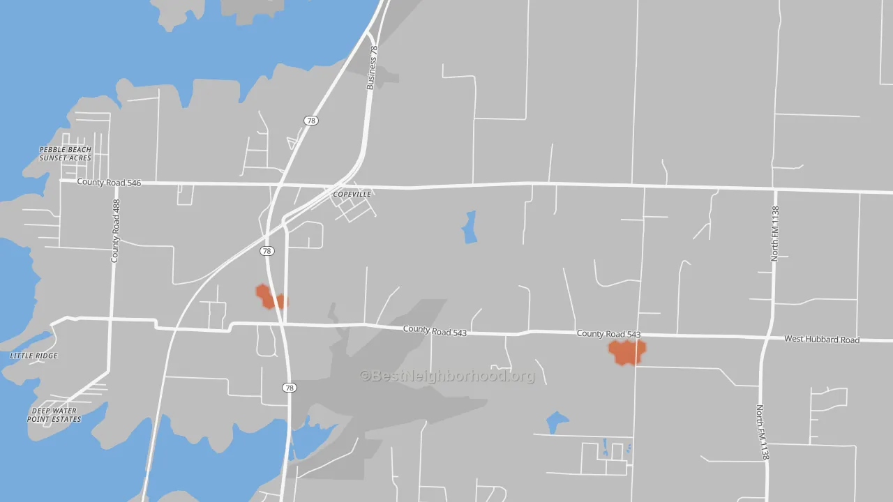 Bike Grade map of Copeville, TX