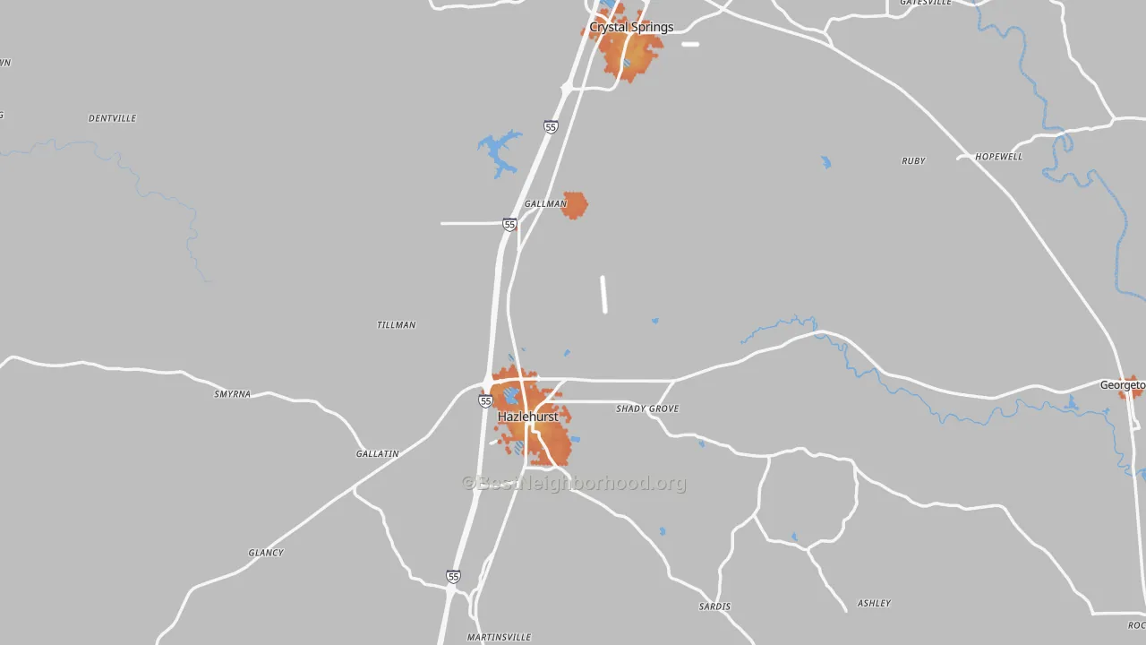 Bike Grade map of Copiah County, MS