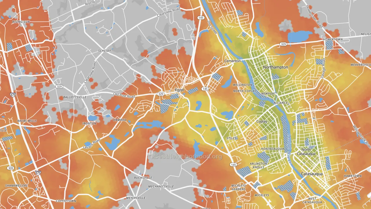 Bike Grade map of Coplay, PA