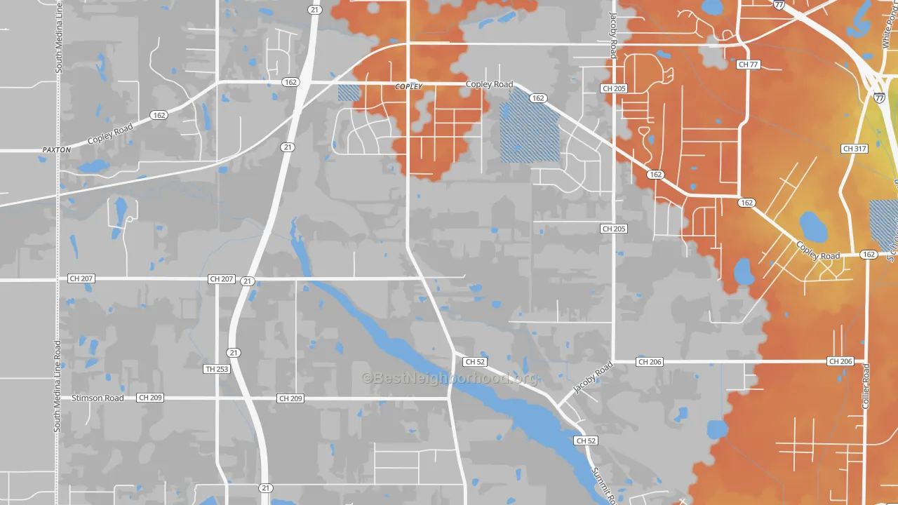 Bike Grade map of Copley, OH