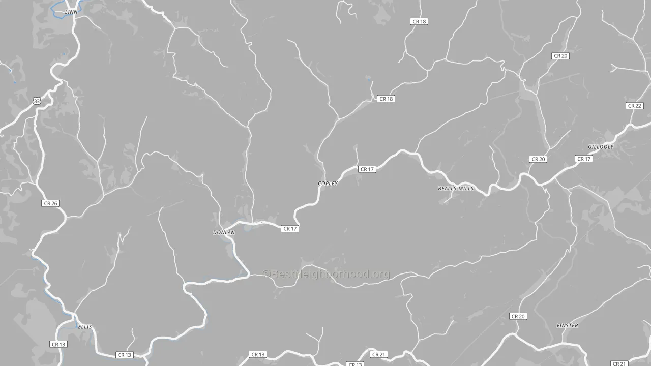 Bike Grade map of Copley, WV