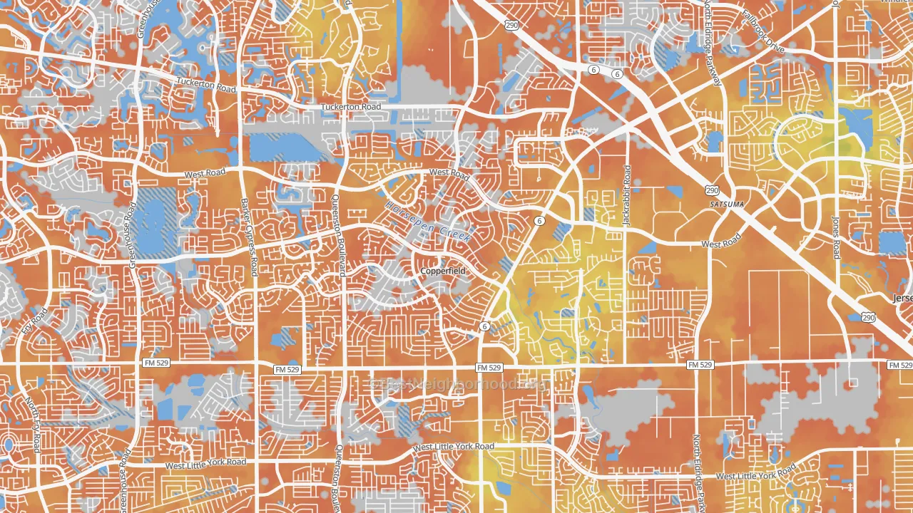 Bike Grade map of Copperfield, Houston, TX