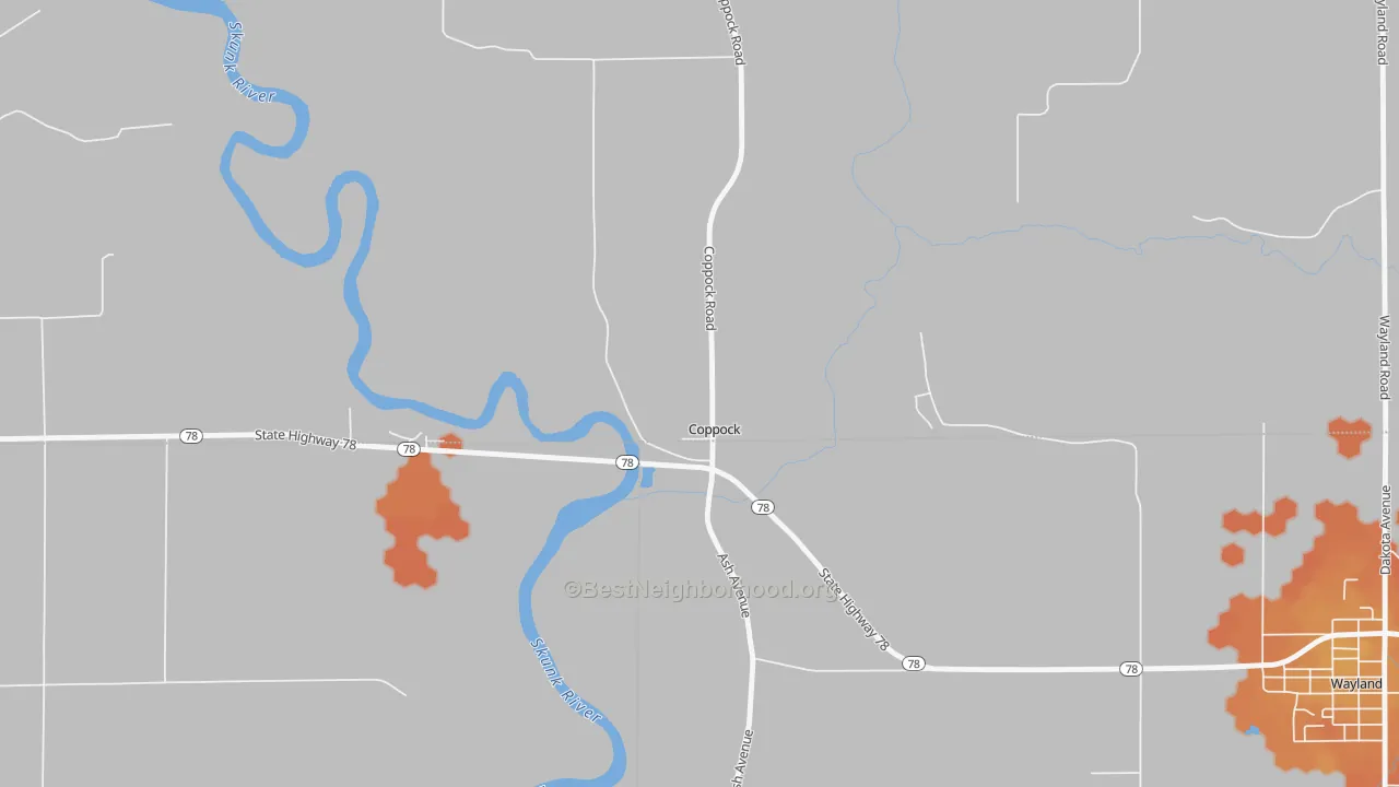 Bike Grade map of Coppock, IA