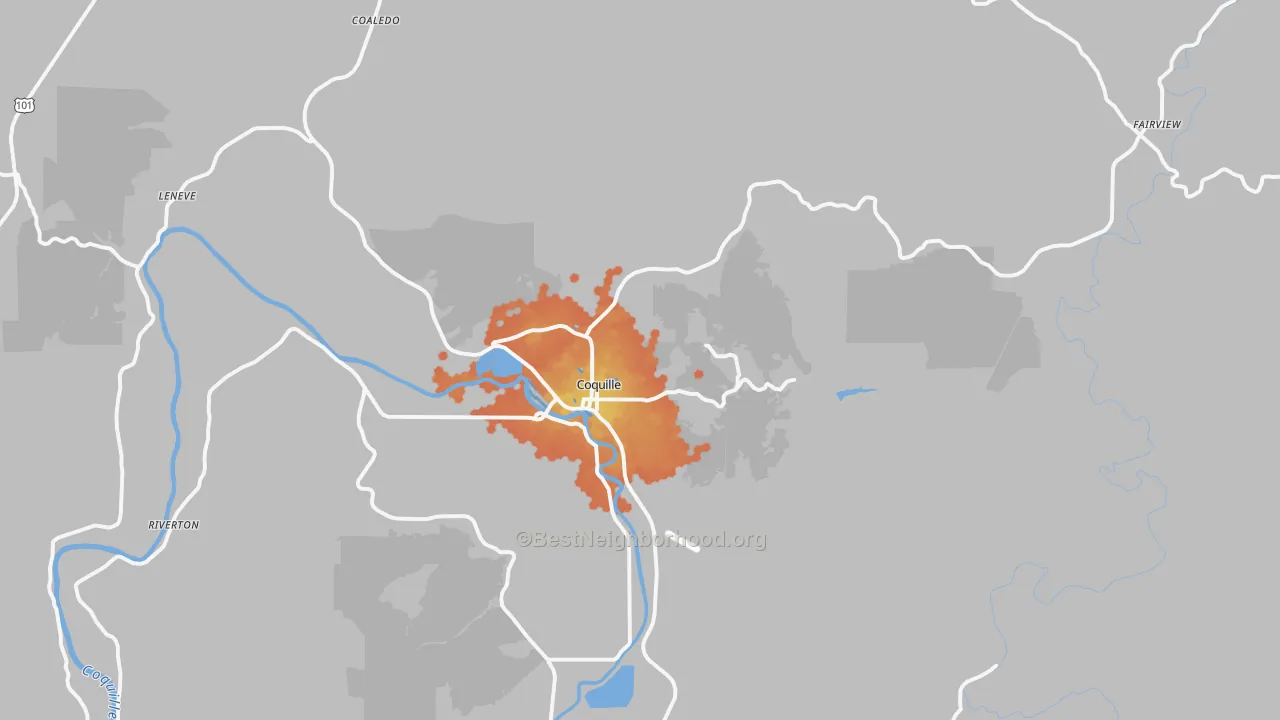 Bike Grade map of Coquille, OR