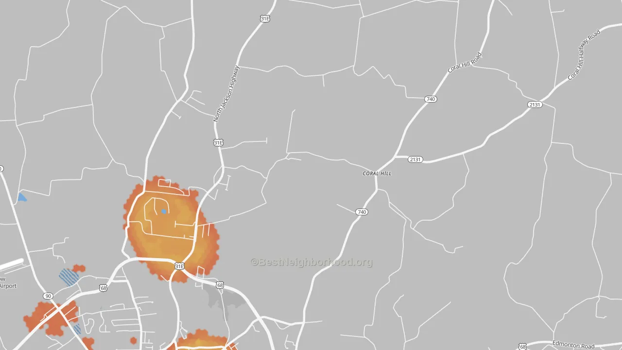 Bike Grade map of Coral Hill, KY